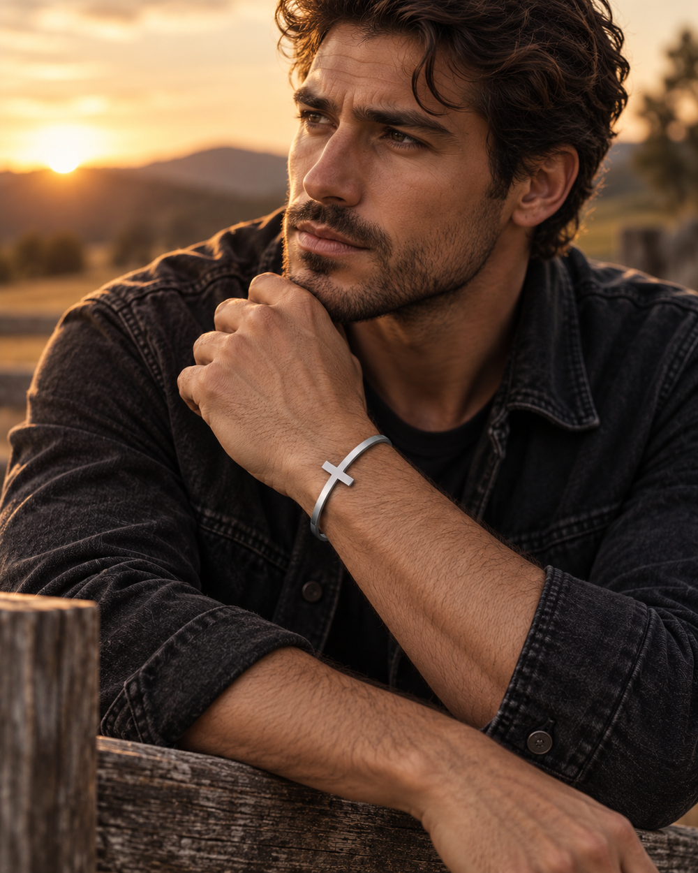 Cross Steel Cuff Bracelet