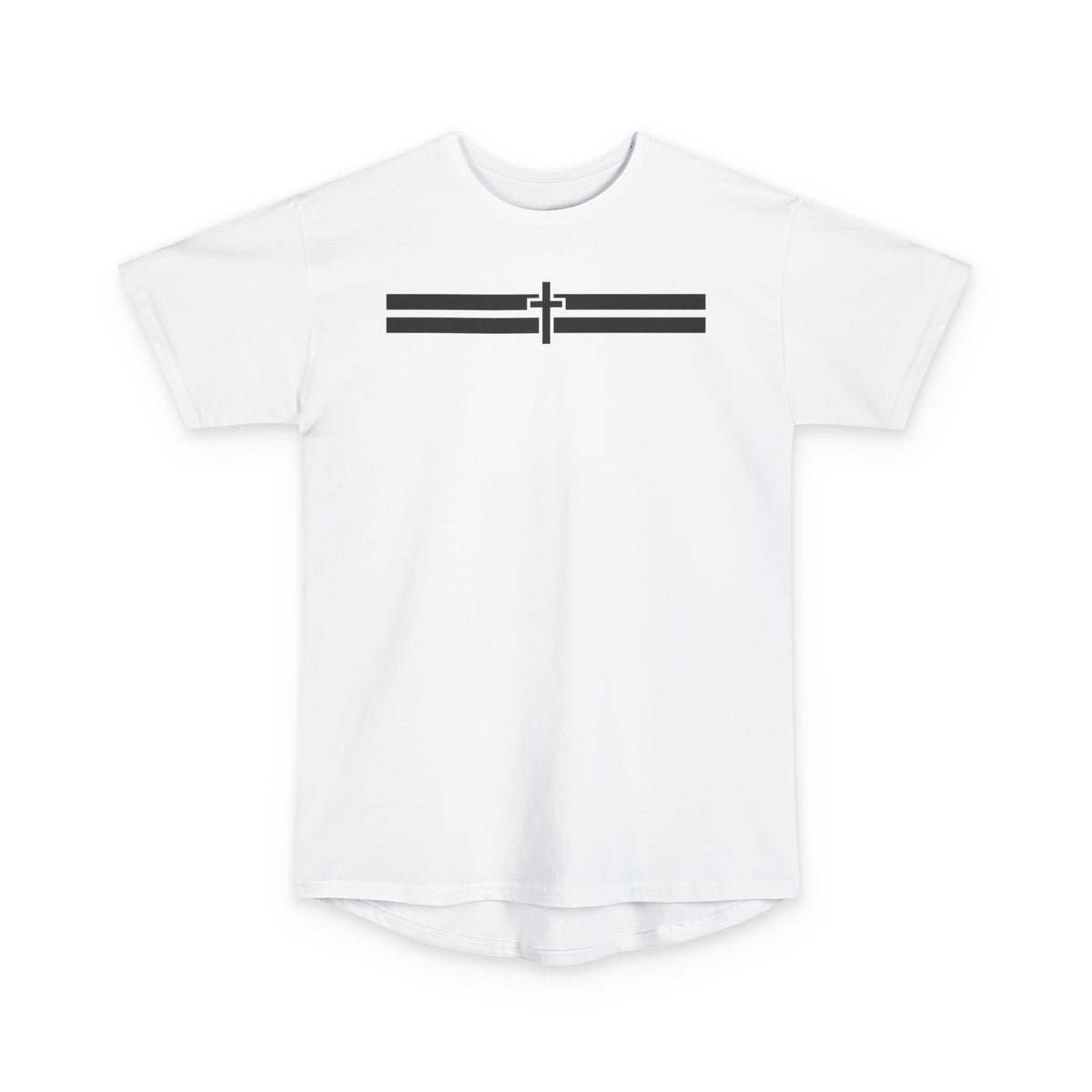 Holy Stripes Long Body Tee - Light — White, front view