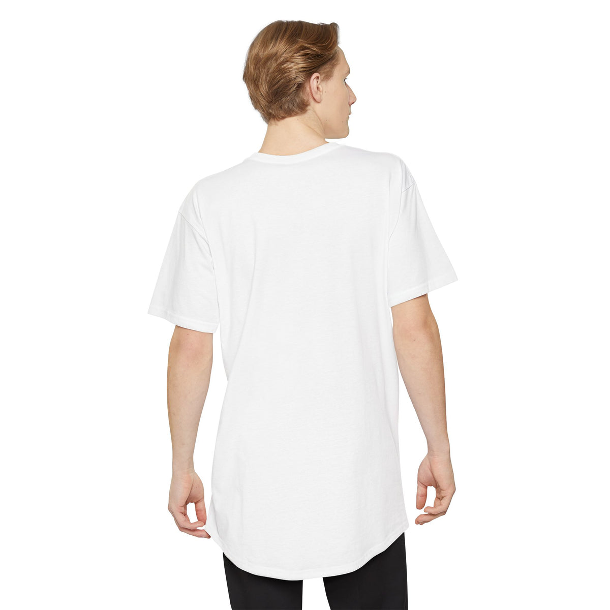 Holy Stripes Long Body Tee - Light — White, back on model