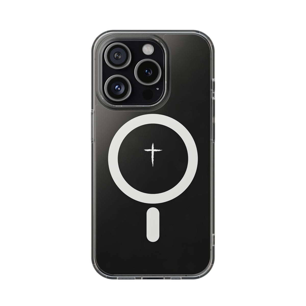 The Cross Magnetic iPhone Case — Clear back cover with cross artwork and magnetic ring