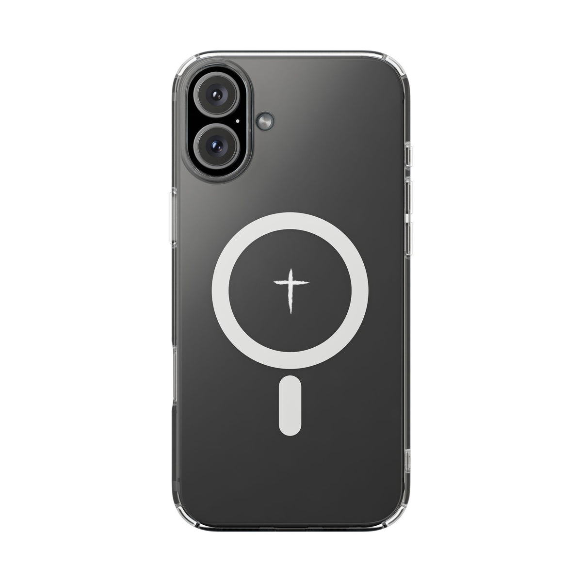 The Cross Magnetic iPhone Case — Clear back cover with cross artwork and magnetic ring