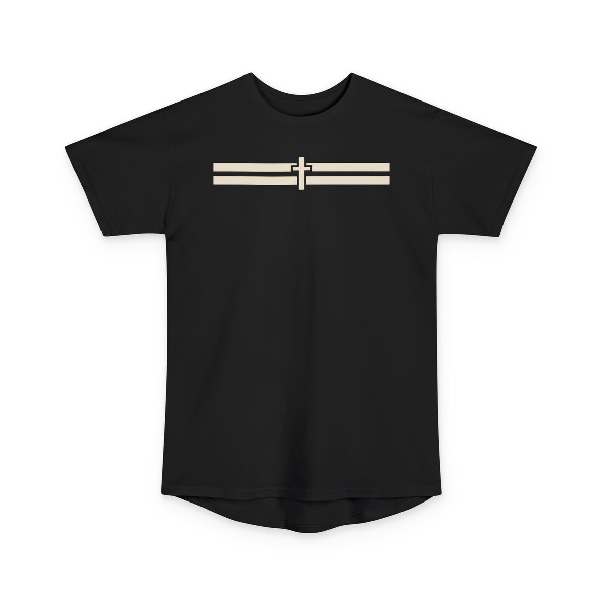 Holy Stripes Long Body Tee - Dark — Black, front view