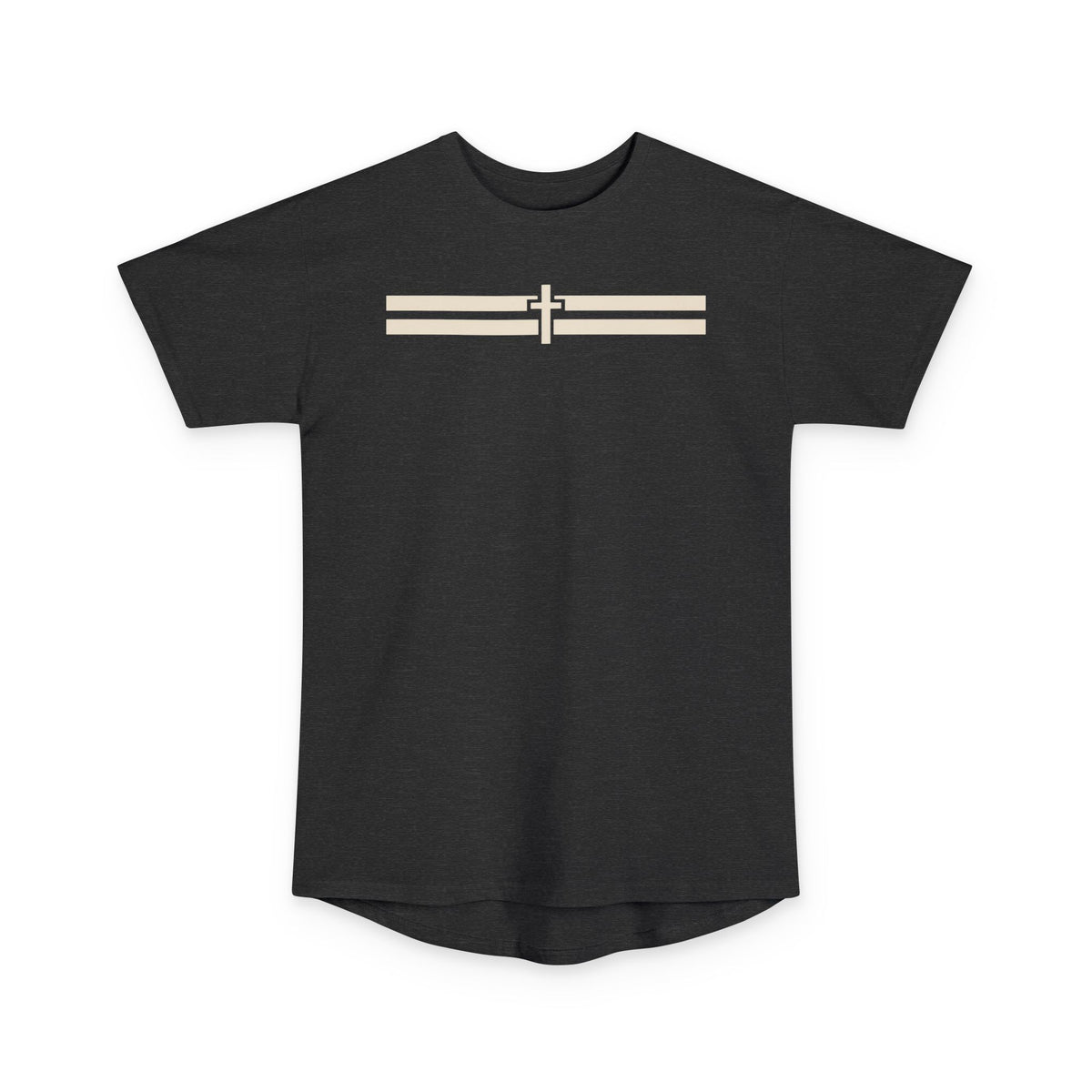 Holy Stripes Long Body Tee - Dark — Dark Grey Heather, front view
