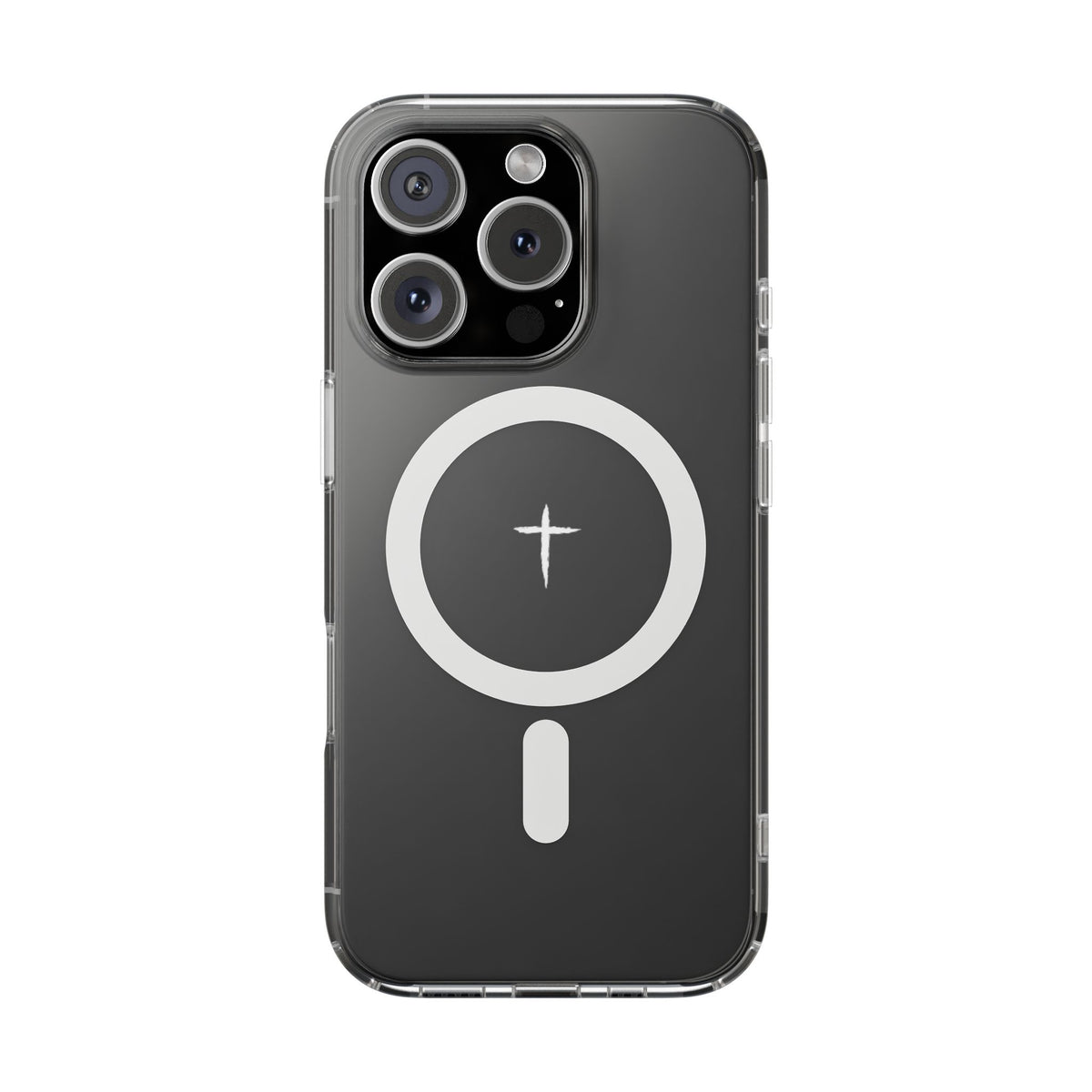 The Cross Magnetic iPhone Case — Clear back cover with cross artwork and magnetic ring
