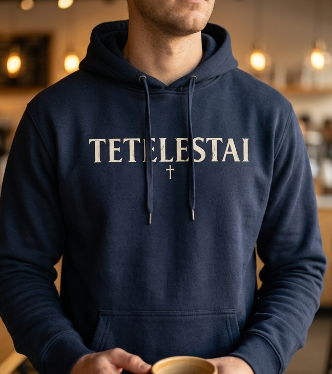 Tetelestai Tall Fleece Hoodie - tall fit pullover hoodie product photo