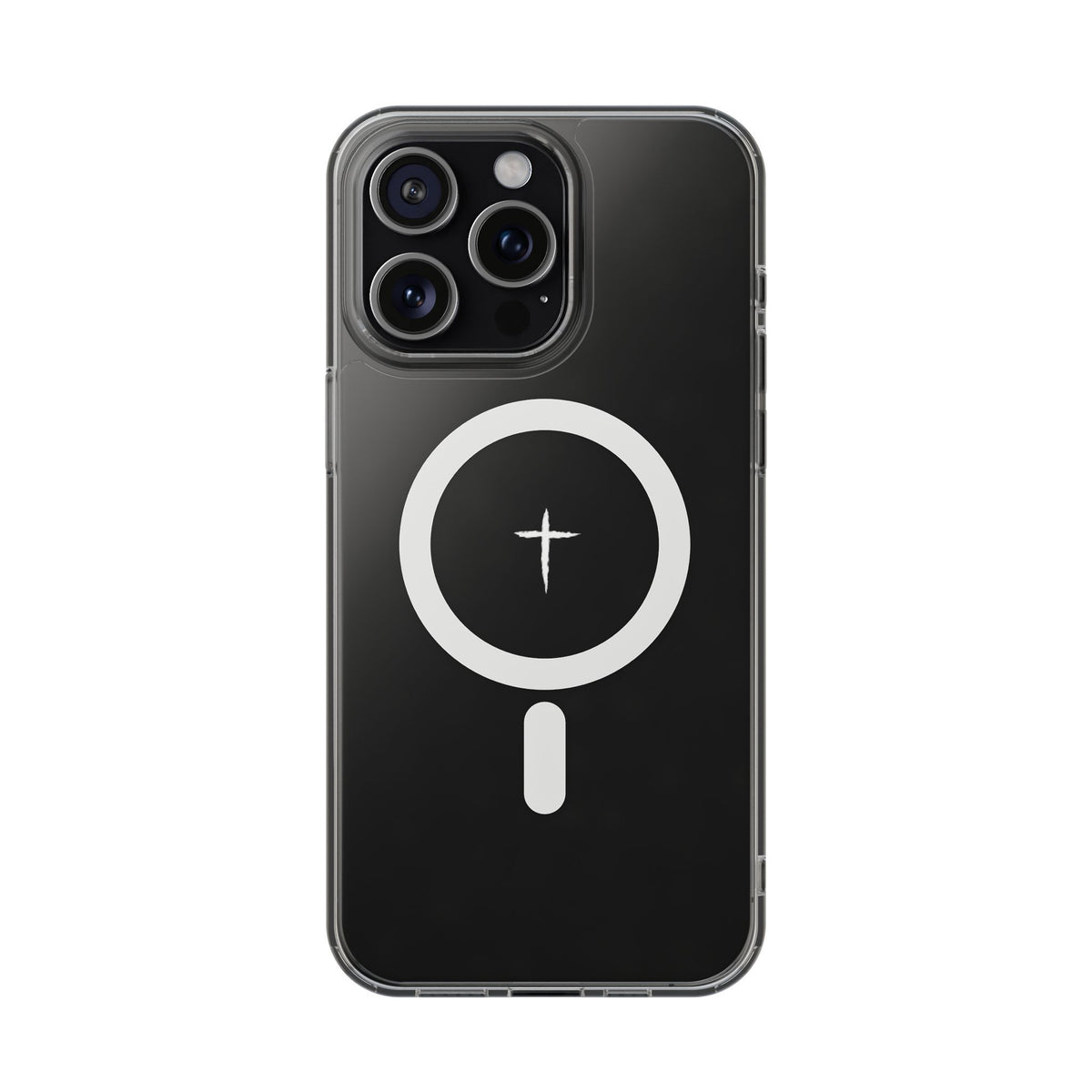 The Cross Magnetic iPhone Case — Clear back cover with cross artwork and magnetic ring