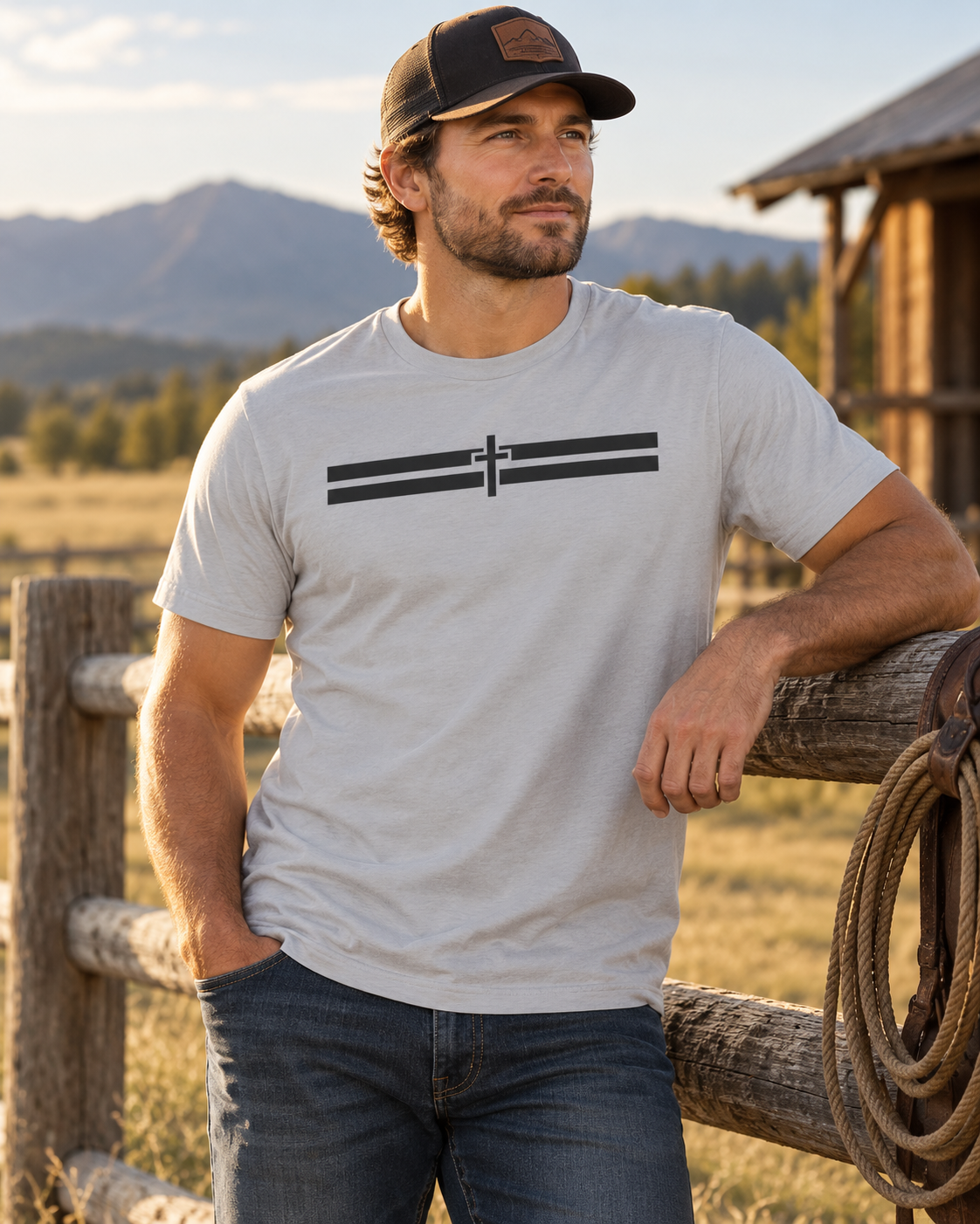 CROSS STRIPE Tee - Light — product view 3