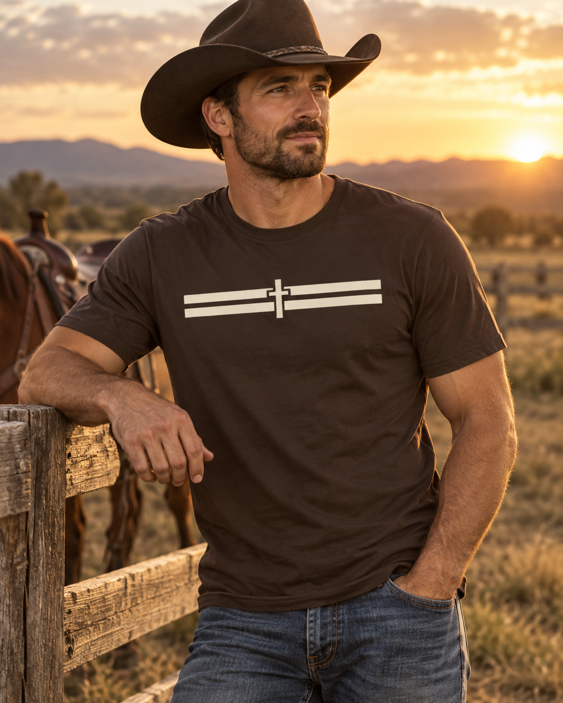 CROSS STRIPE Tee - Dark — product view 2