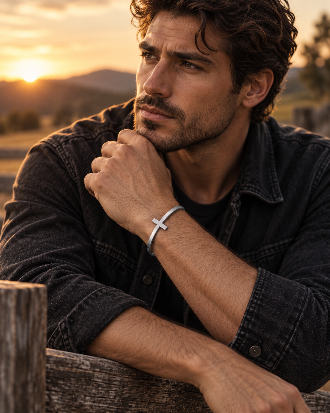 Cross Steel Cuff Bracelet