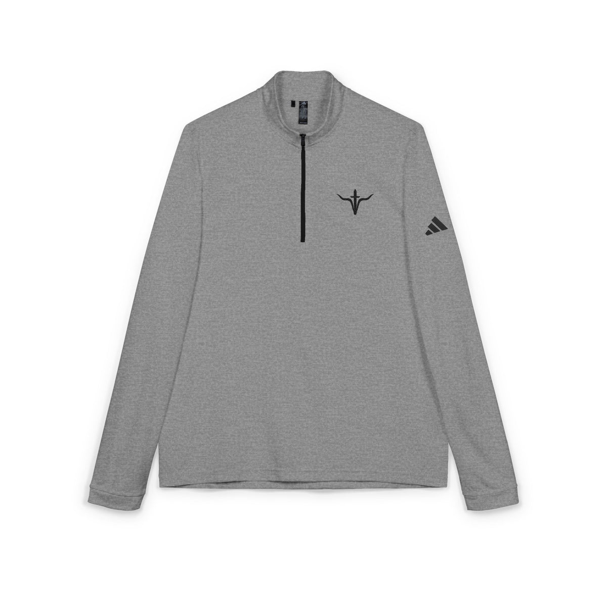 LFD adidas Quarter-Zip — Black Heather, angled front view