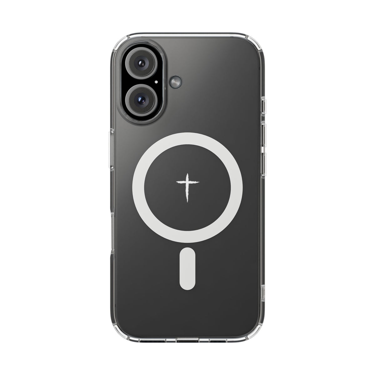The Cross Magnetic iPhone Case — Clear back cover with cross artwork and magnetic ring
