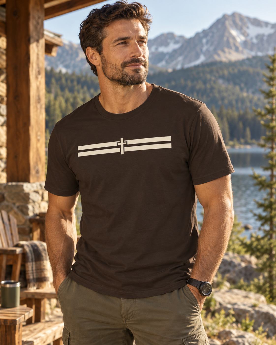 CROSS STRIPE Tee - Dark — product view 3