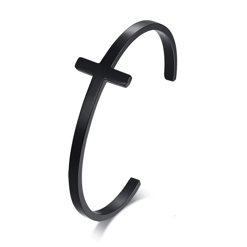 Cross Steel Cuff Bracelet