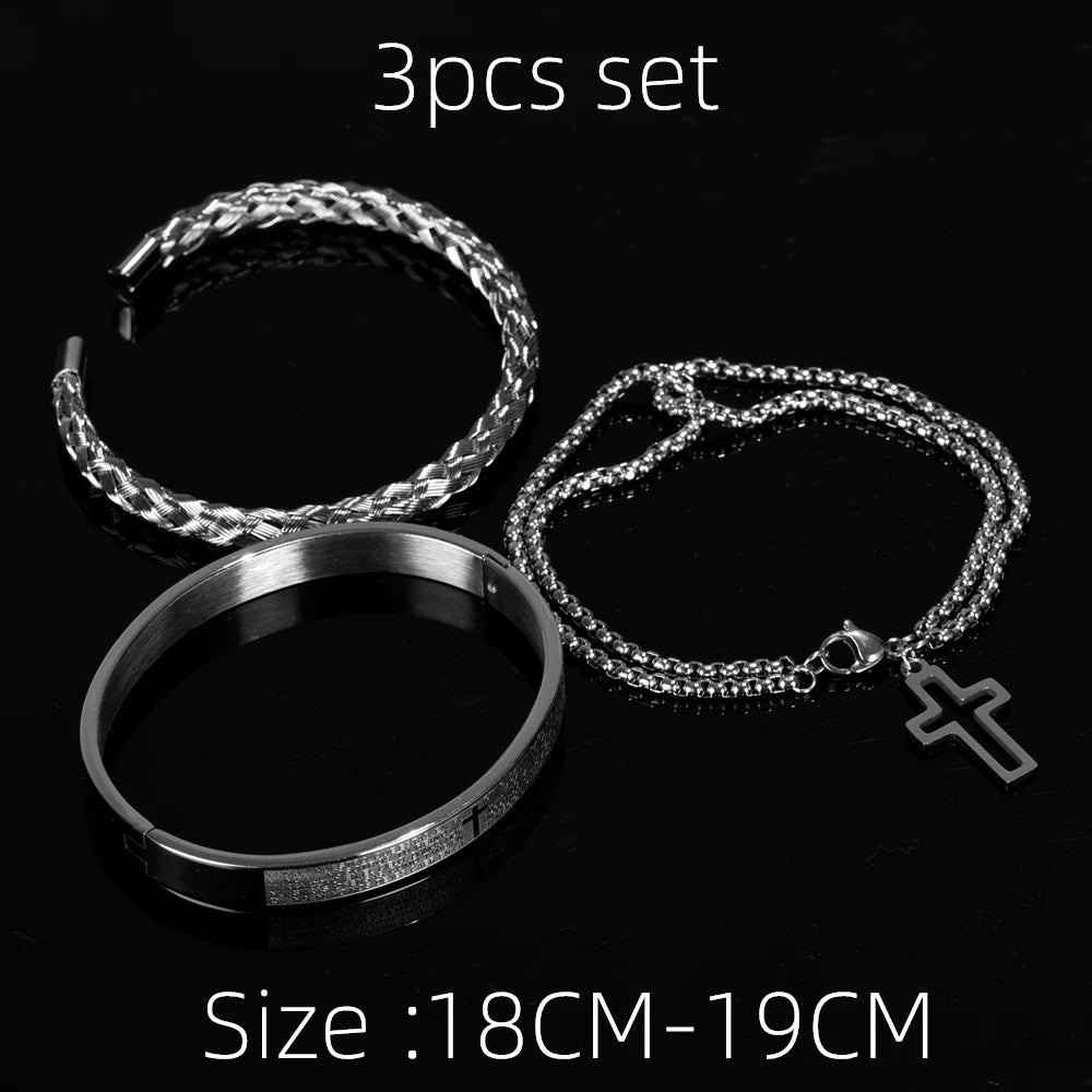 Stainless Steel Symbol Bracelet Set - 3-Piece — product view 6