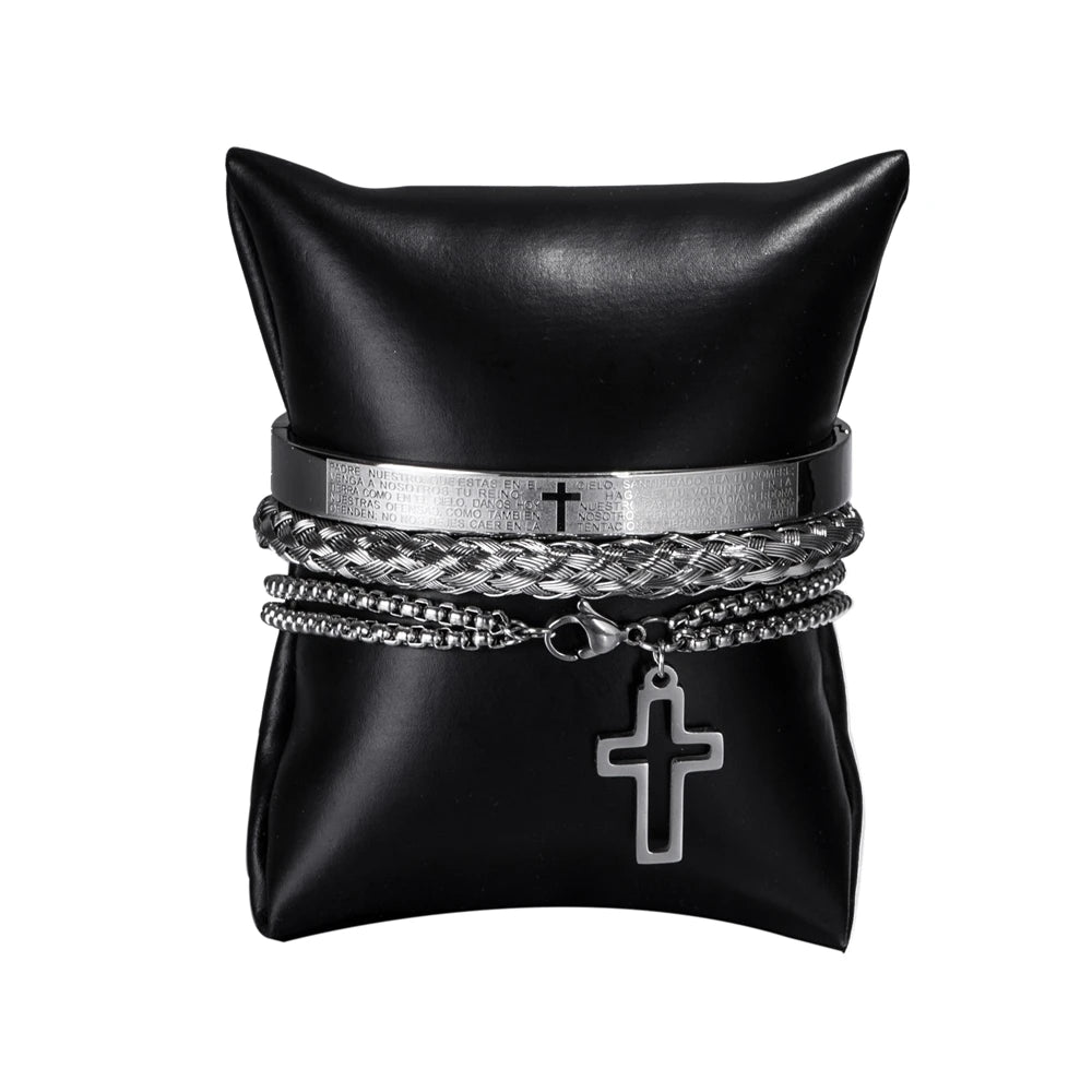 Stainless Steel Symbol Bracelet Set - 3-Piece — product view 5